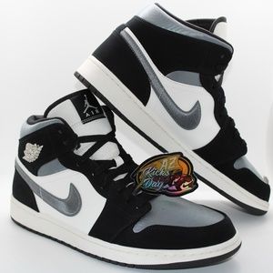 Men's Jordan 1 Mid Satin Grey Toe Black/Grey 852542-011 Size 12